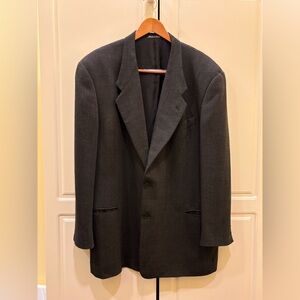 Vintage Giorgio Armani Blazer Suit Jacket 43* Made in Italy Charcoal Gray Tweed